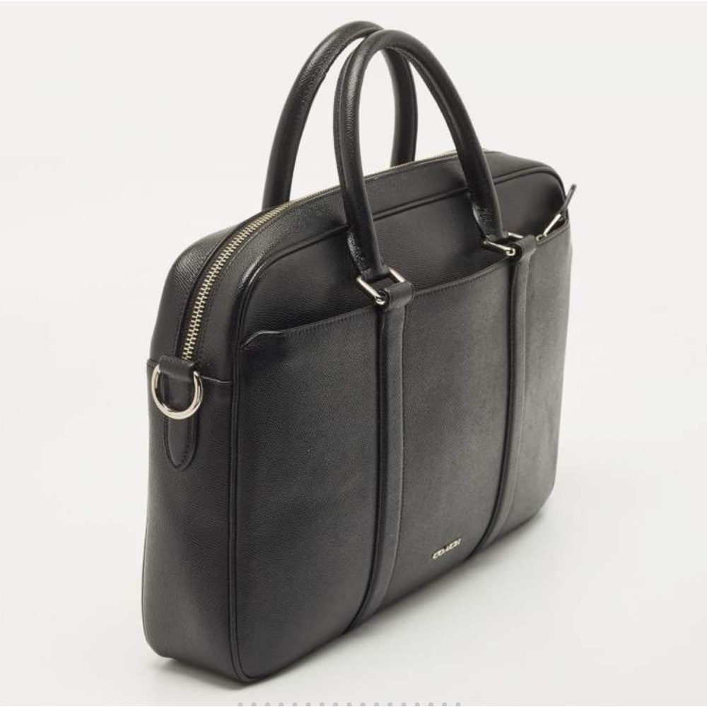 Coach Metropolitan  Black Slim Briefcase Handbag Leather Laptop Bag - Picture 2 of 14